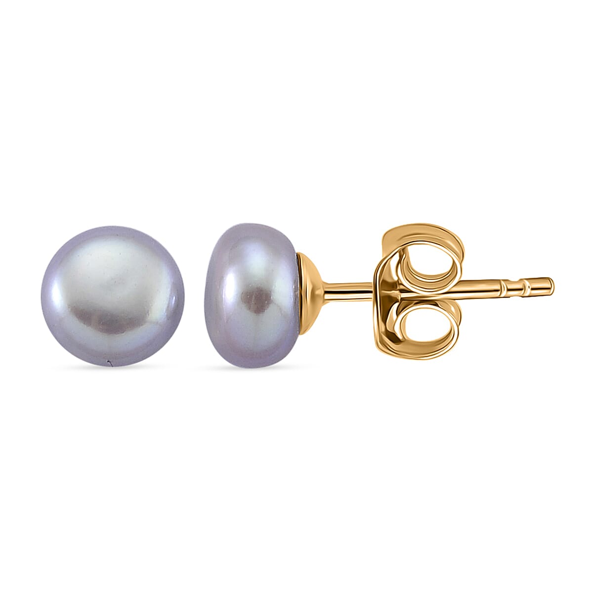 Grey Fresh Water Pearl Beads Earring with Push Back