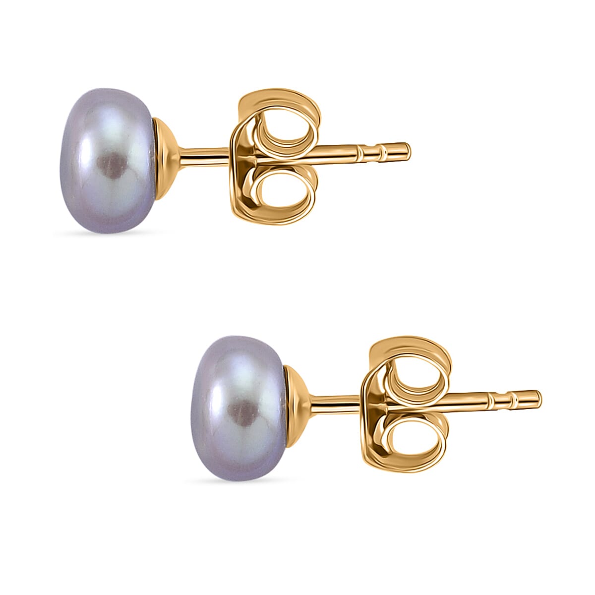 Grey Fresh Water Pearl Beads Earring with Push Back