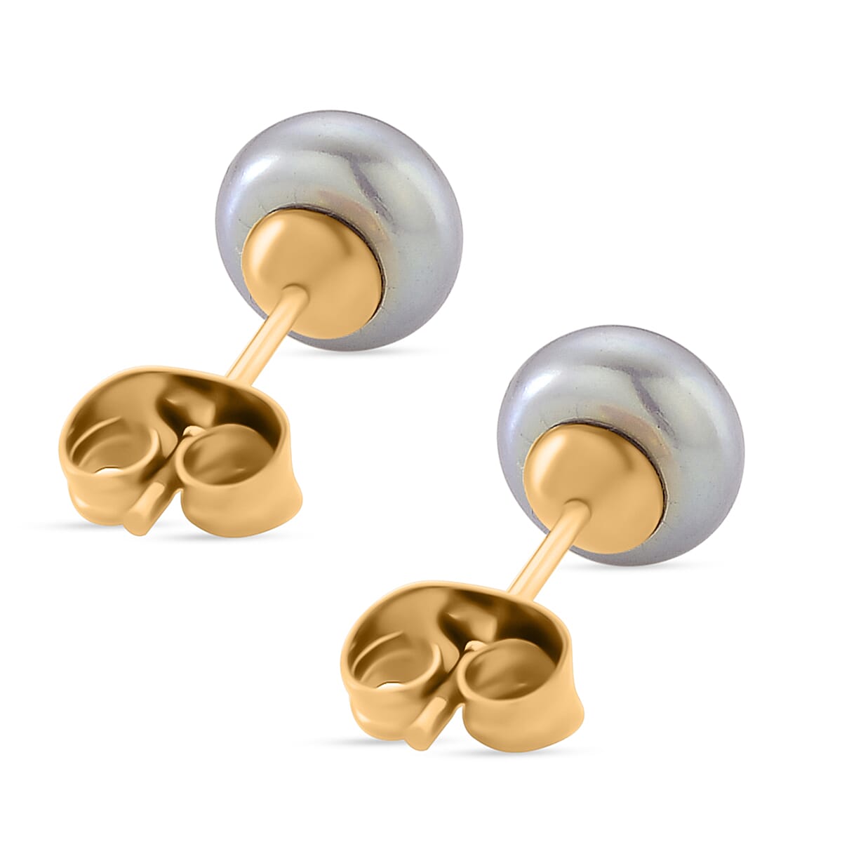 Grey Fresh Water Pearl Beads Earring with Push Back