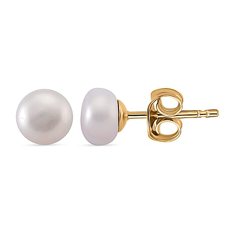 White Fresh Water Pearl Beads Earring with Push Back