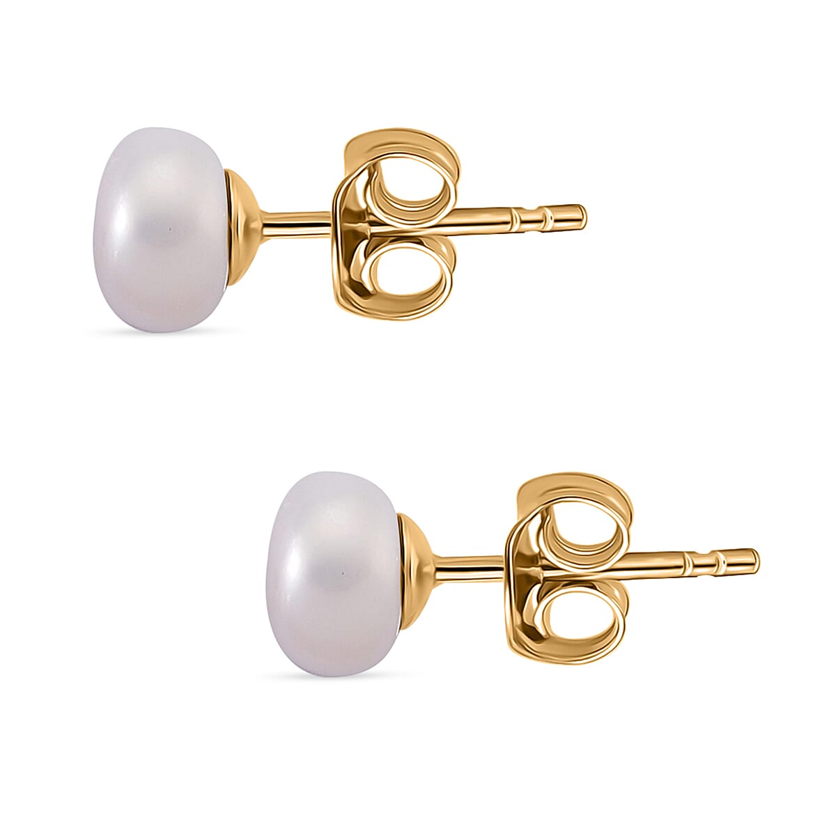 White Fresh Water Pearl Beads Earring with Push Back