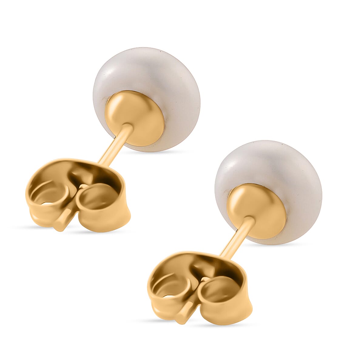 White Fresh Water Pearl Beads Earring with Push Back