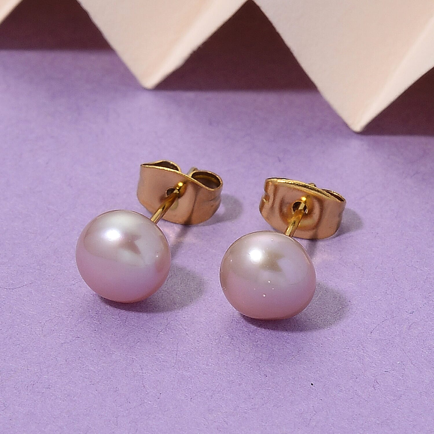Purple Fresh Water Pearl Beads Earring with Push Back