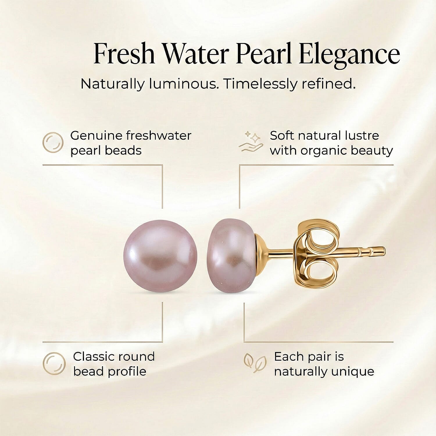 Purple Fresh Water Pearl Earrings with Push Backs