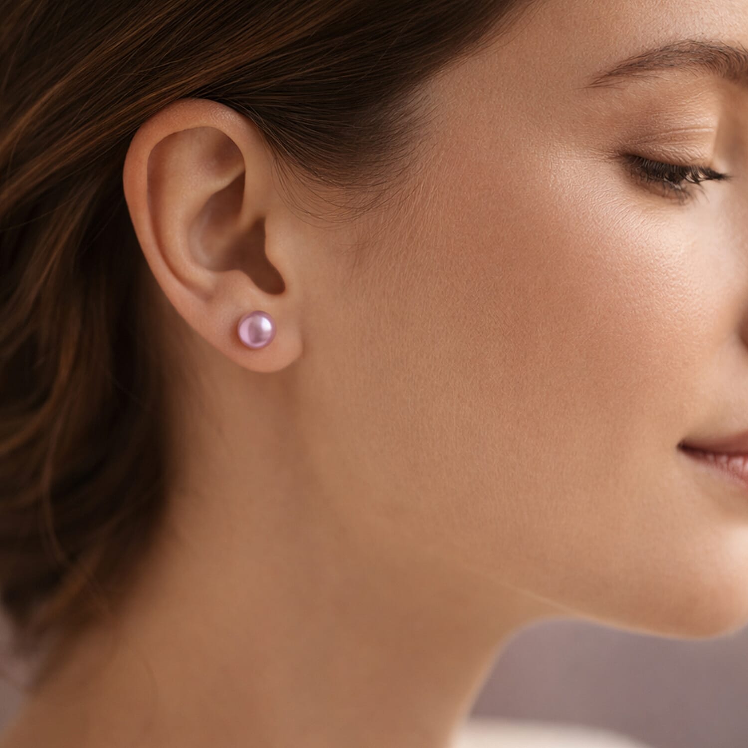 Purple Fresh Water Pearl Earrings with Push Backs