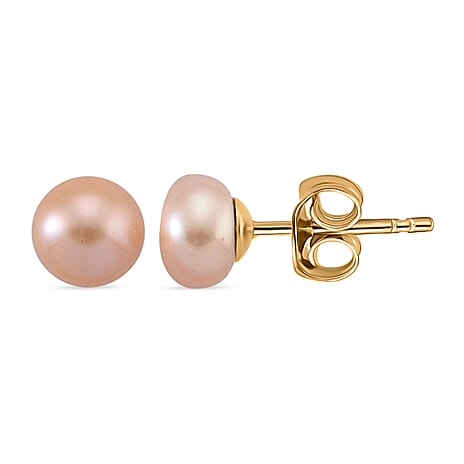 Peach Fresh Water Pearl Beads Earring with Push Back