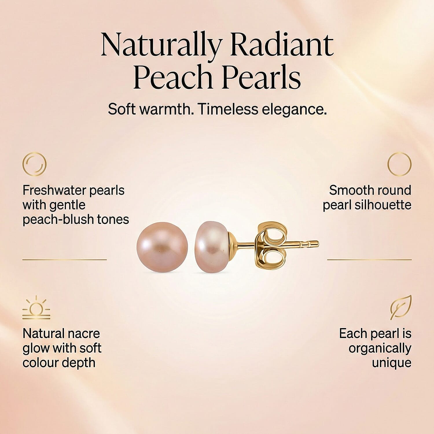 Peach Fresh Water Pearl Earrings with Push Backs