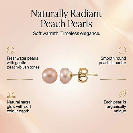 Peach Fresh Water Pearl Earrings with Push Backs