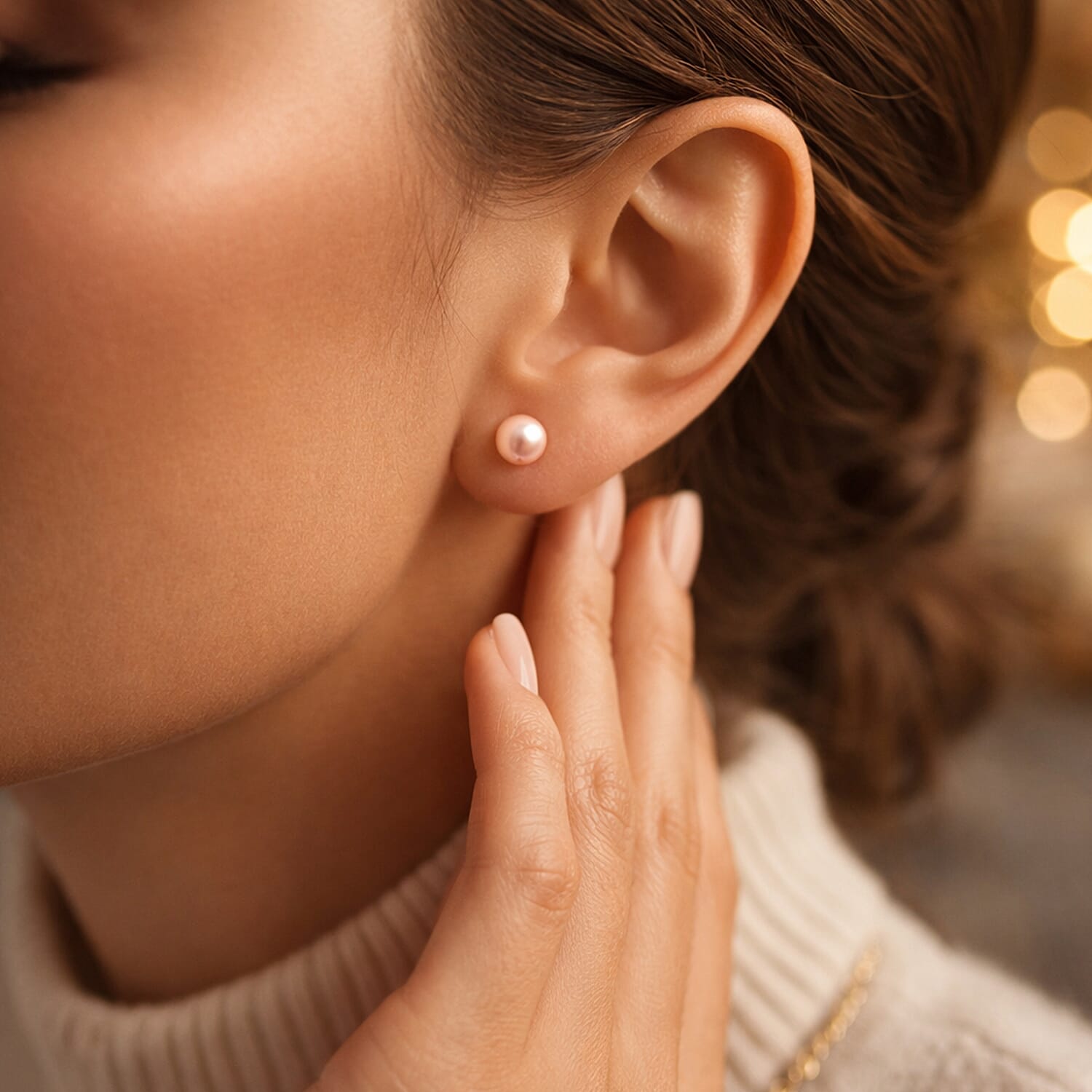 Peach Fresh Water Pearl Earrings with Push Backs