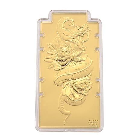 24K Yellow Gold (99.9% Purity) Large Snake Embossed Treasure - Symbolizing Wisdom, Transformation & Renewal