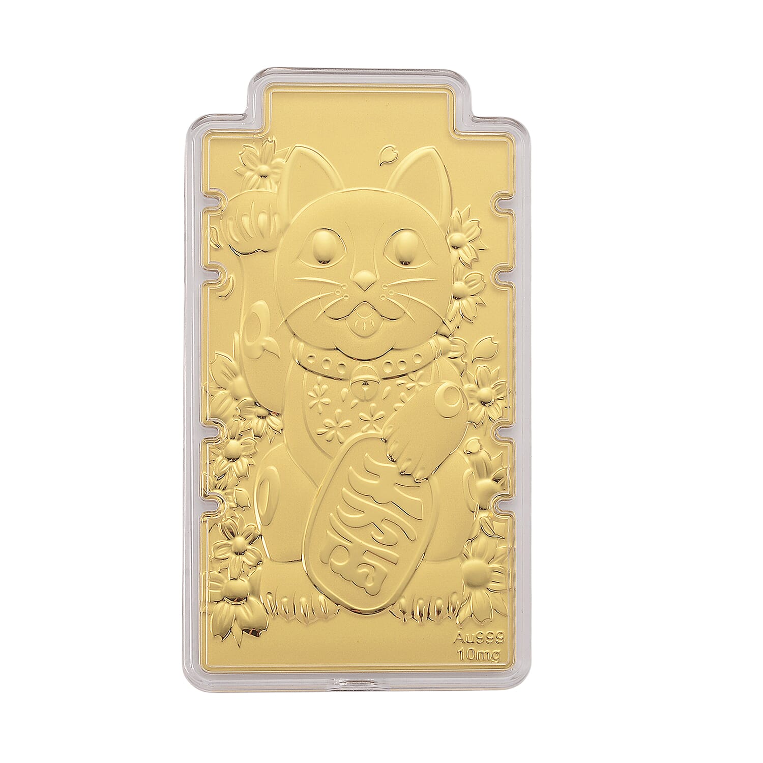24K Yellow Gold Lucky Cat Embossed Foil