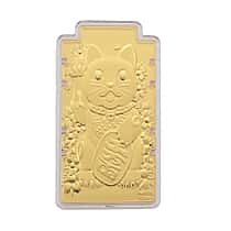 24K Yellow Gold (99.9% Purity) Large Maneki Neko Cat Embossed Treasure - Symbolizing Wealth, Good Fortune & Prosperity