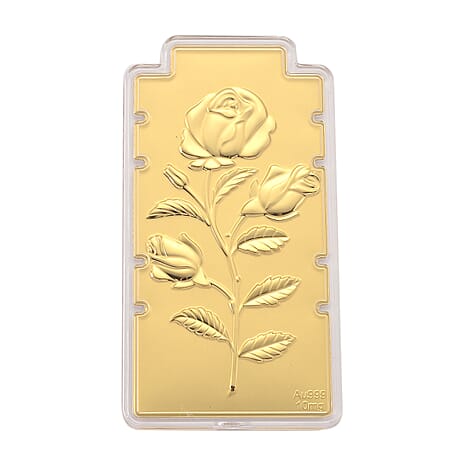 24K Yellow Gold (99.9% Purity) Rose Flower Embossed Foil
