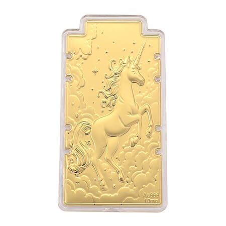 24K Yellow Gold (99.9% Purity) Large Unicorn Embossed Treasure - Representing Purity, Freedom & Magical Strength