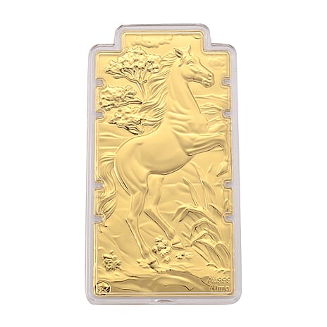 24K Yellow Gold (99.9% Purity) Large Horse Embossed Treasure - Symbolising Energy, Success & Freedom