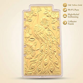 https://tjcuk.sirv.com/Products/83/5/8356067/24K-Yellow-Gold-99-9-Purity-Large-Peacock-Embossed-Collectable-Represe_8356067_1.jpg?w=342&h=342