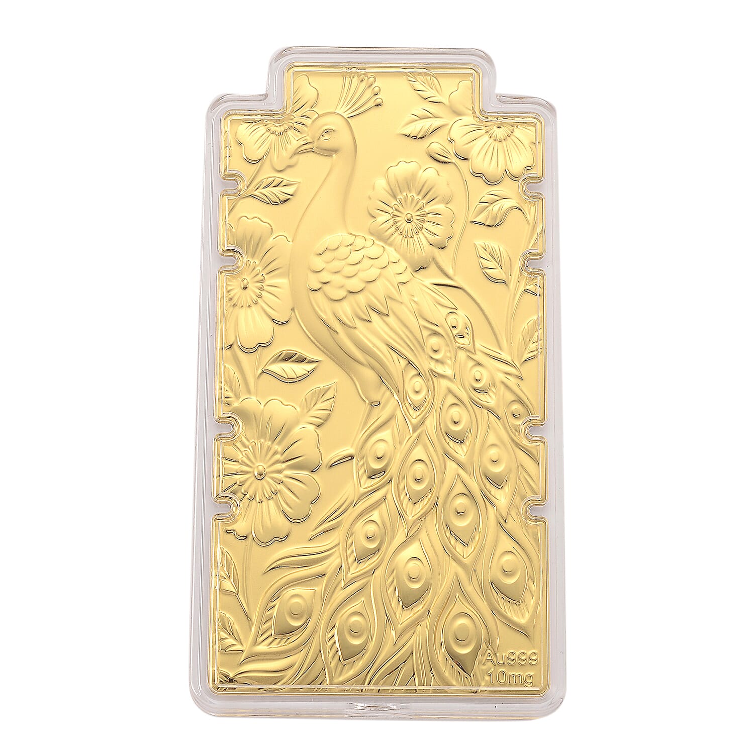 24K Yellow Gold (99.9% Purity) Large Peacock Embossed Treasure - Representing Beauty, Pride, and Immortality Foil