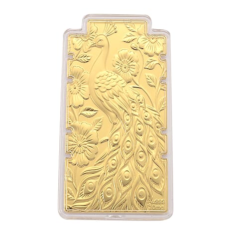 24K Yellow Gold (99.9% Purity) Large Peacock Embossed Treasure - Representing Beauty, Pride, and Immortality Foil