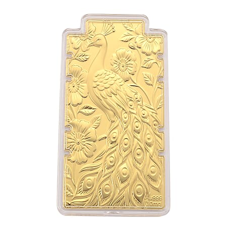 24K Yellow Gold (99.9% Purity) Large Peacock Embossed Treasure - Representing Beauty, Pride, and Immortality Foil 24K Yellow Gold (99.9% Purity) Large Peacock Embossed Treasure - Representing Beauty, Pride, and Immortality Foil