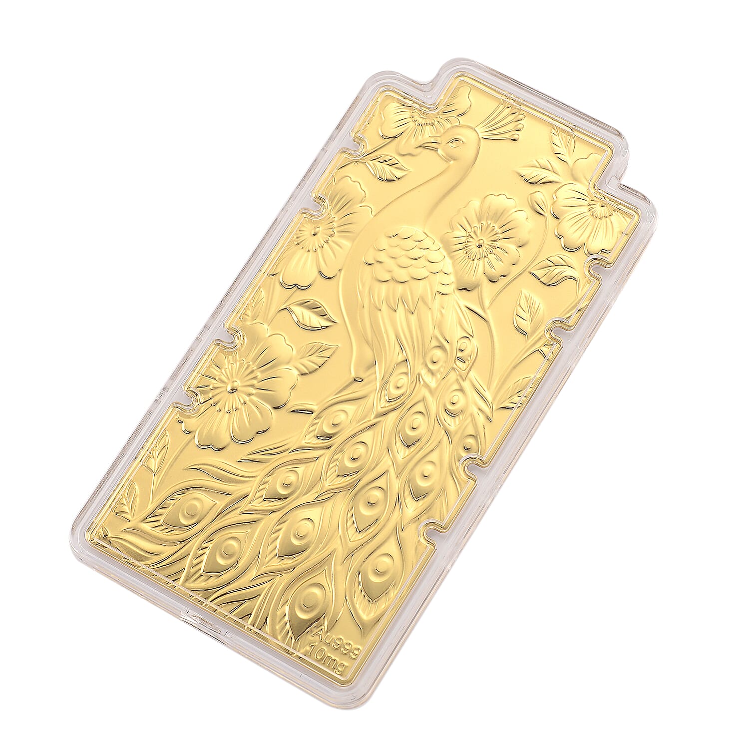 24K Yellow Gold (99.9% Purity) Large Peacock Embossed Treasure - Representing Beauty, Pride, and Immortality Foil