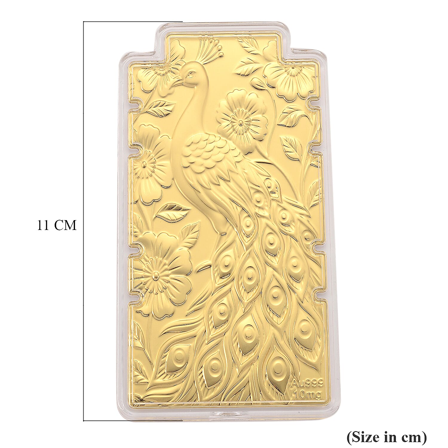 24K Yellow Gold (99.9% Purity) Large Peacock Embossed Treasure - Representing Beauty, Pride, and Immortality Foil