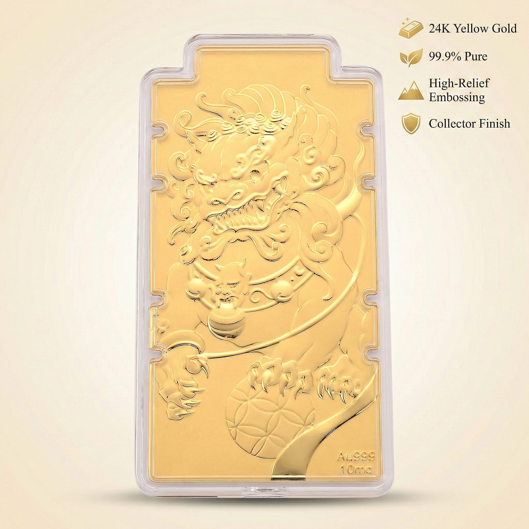 24K Yellow Gold (99.9% Purity) Large Pixiu Embossed Treasure - Symbolising Prosperity and Protection