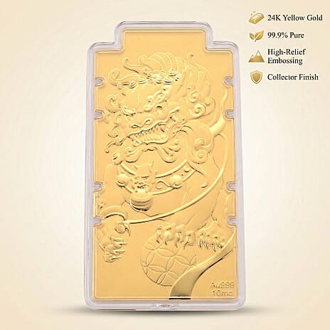 24K Yellow Gold (99.9% Purity) Large Pixiu Embossed Treasure - Symbolising Prosperity and Protection