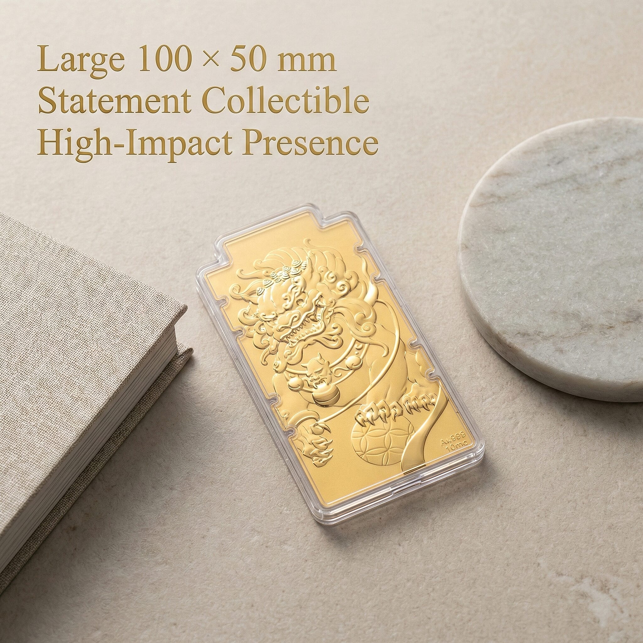 24K Yellow Gold (99.9% Purity) Large Pixiu Embossed Treasure - Symbolising Prosperity and Protection