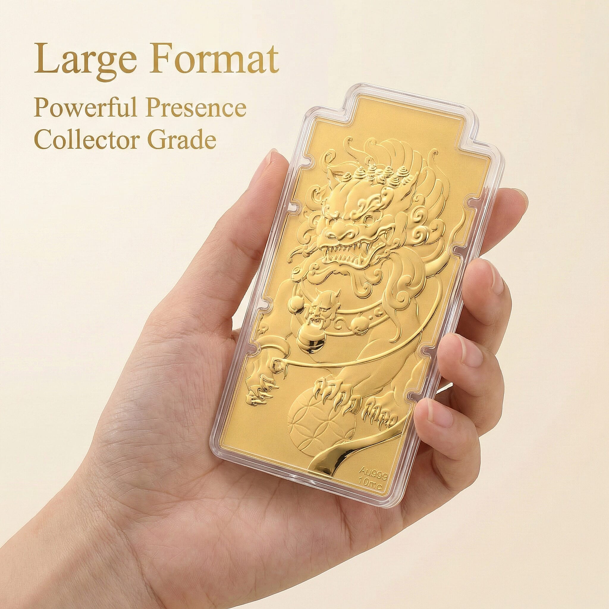24K Yellow Gold (99.9% Purity) Large Pixiu Embossed Treasure - Symbolising Prosperity and Protection
