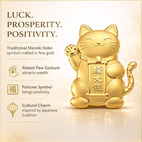 24K (99.99% Purity Yellow Gold Maneki Neko Lucky Cat
