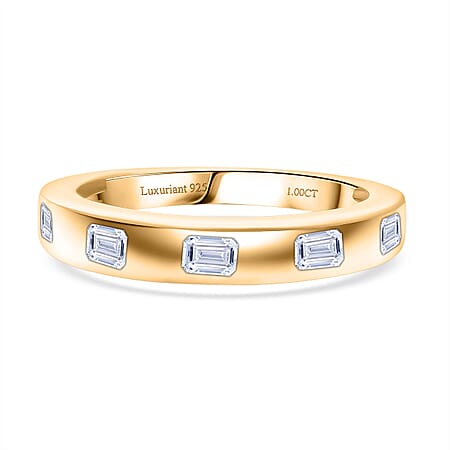 LUXURIANT 1 Ct. Lab Grown Diamond Band Ring in 18K Vermeil Yellow Gold Sterling Silver LUXURIANT 1 Ct. Lab Grown Diamond Band Ring in 18K Vermeil Yellow Gold Sterling Silver