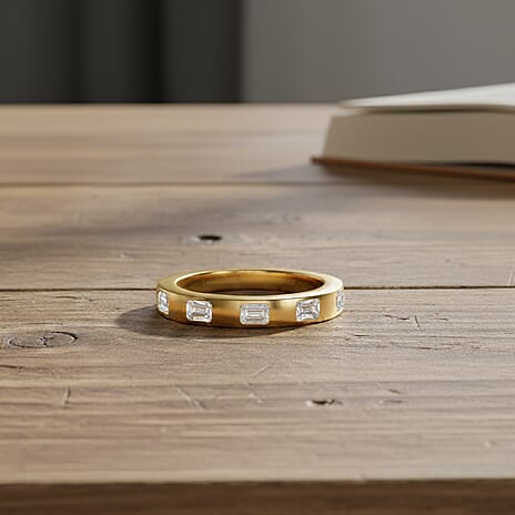 Luxuriant Lab Grown Diamond (VS-EF) Band Ring in 18K Vermeil Yellow Gold Plated Sterling Silver 1.01 Ct.