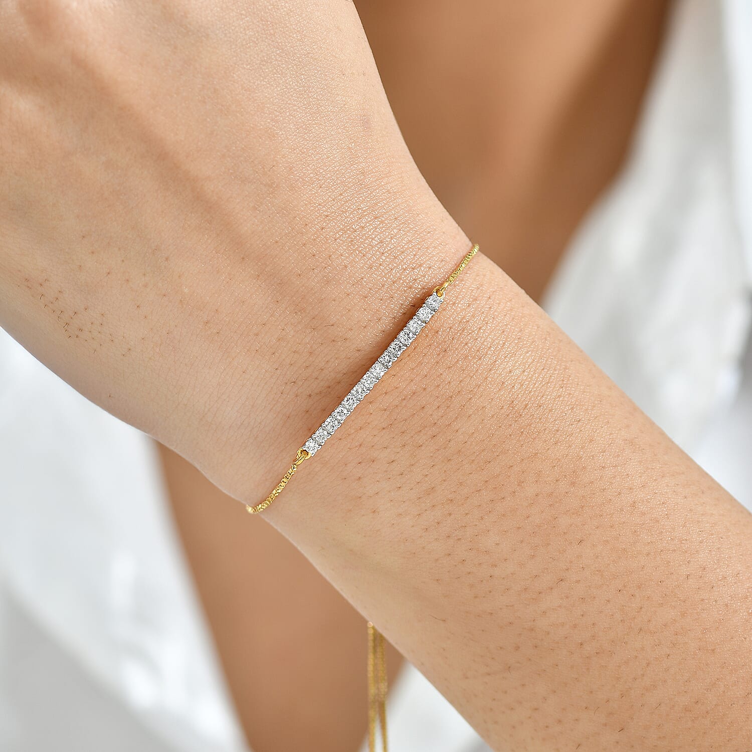 Luxuriant Lab Grown Diamond Fancy Bracelet (Size - 10.5) in 18K YG VermeilSterling Silver  0.518  Ct.