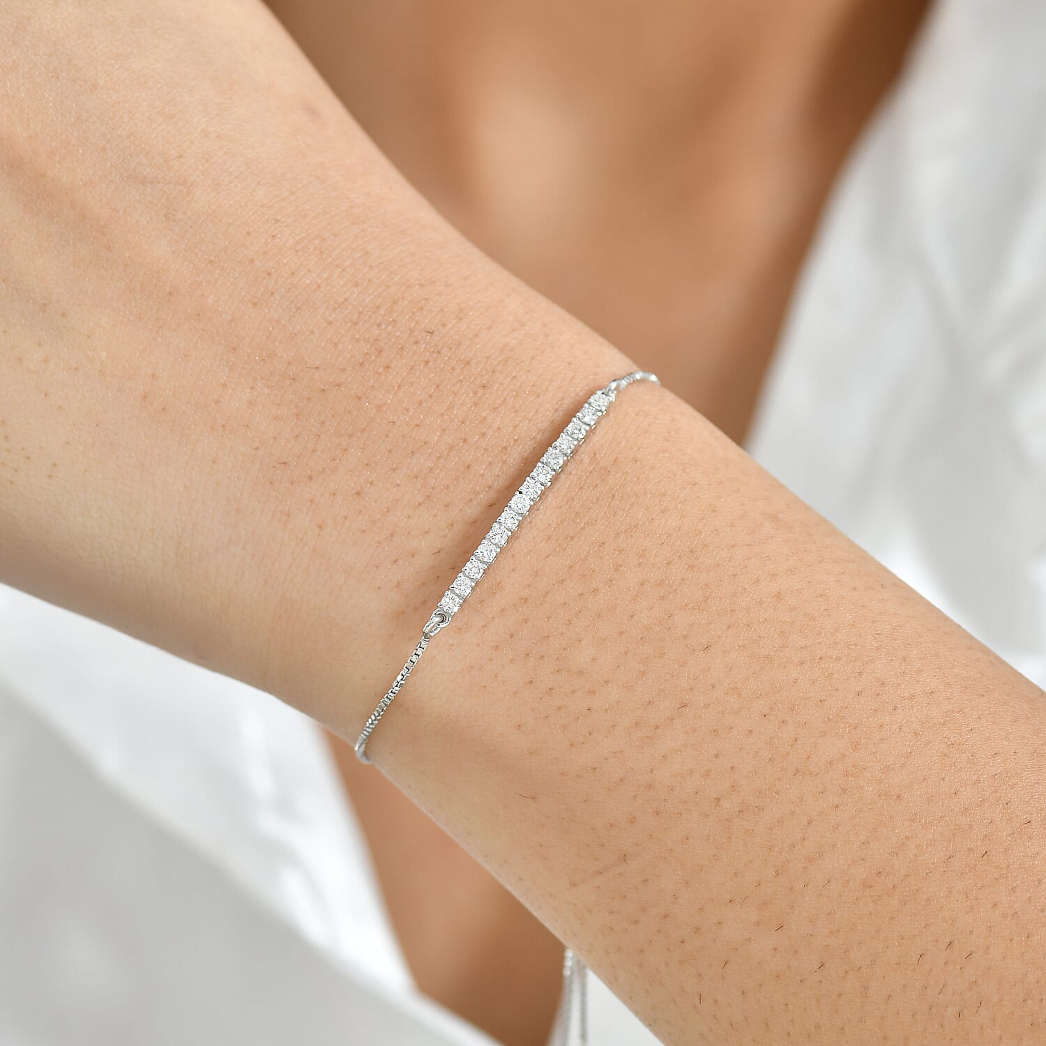 Luxuriant Lab Grown Diamond Fancy Bracelet (Size - 10.5) in Rhodium OverlaySterling Silver  0.518  Ct.