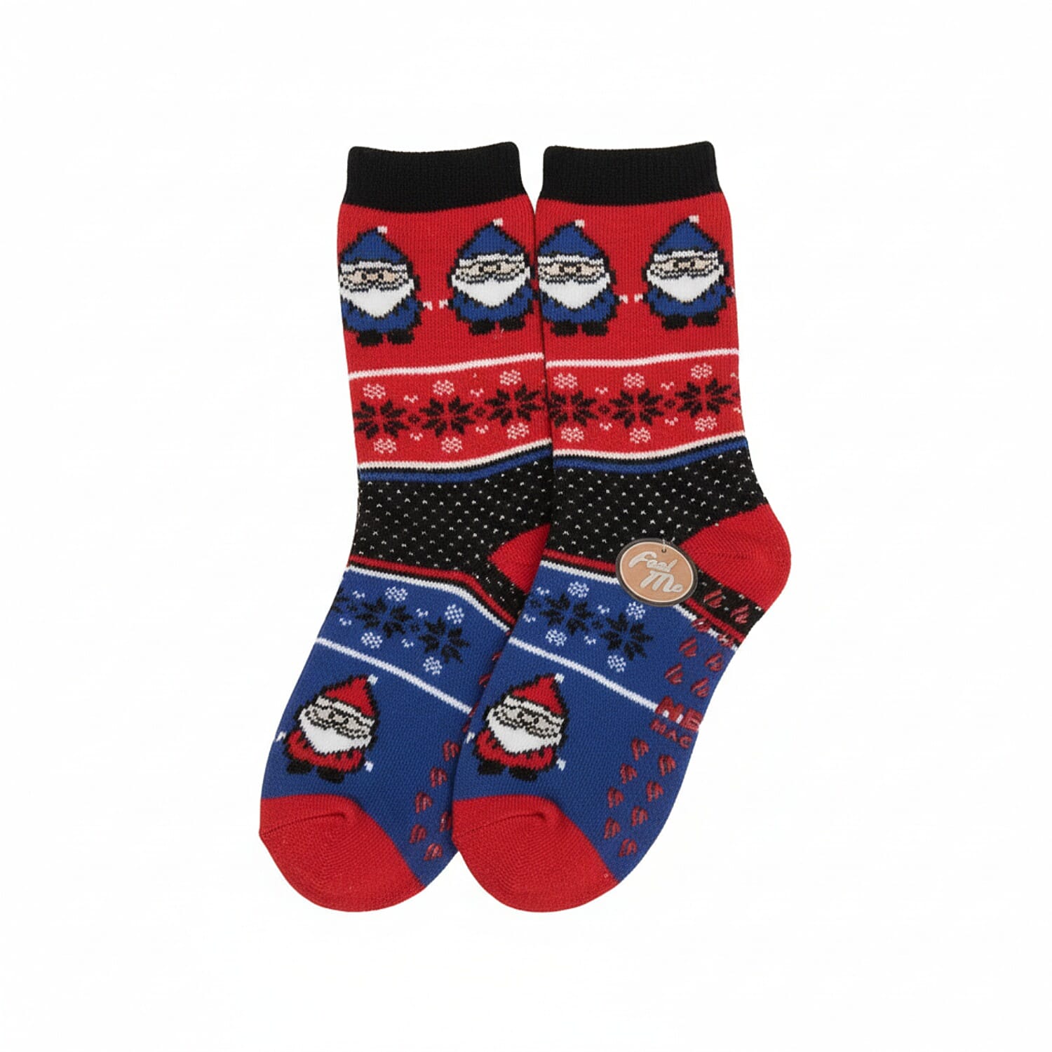 Heat Machine - Sherpa Lined Anti Slip Slipper Socks (Size UK 6-11) - Santa