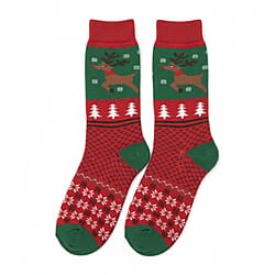 Heat Machine - Sherpa Lined Anti Slip Slipper Socks (Size UK 6-11) - Santa