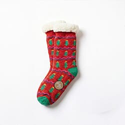 Heat Machine - Sherpa Lined Anti Slip Christmas Slipper Socks (Size UK 6-11) - Gingerbread