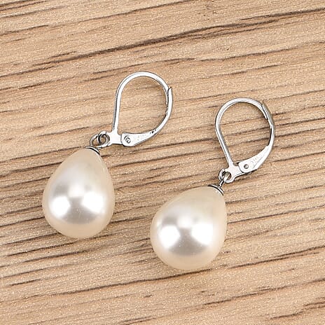 One Time Mega CloseOut- White Shell Pearl Drop Earring