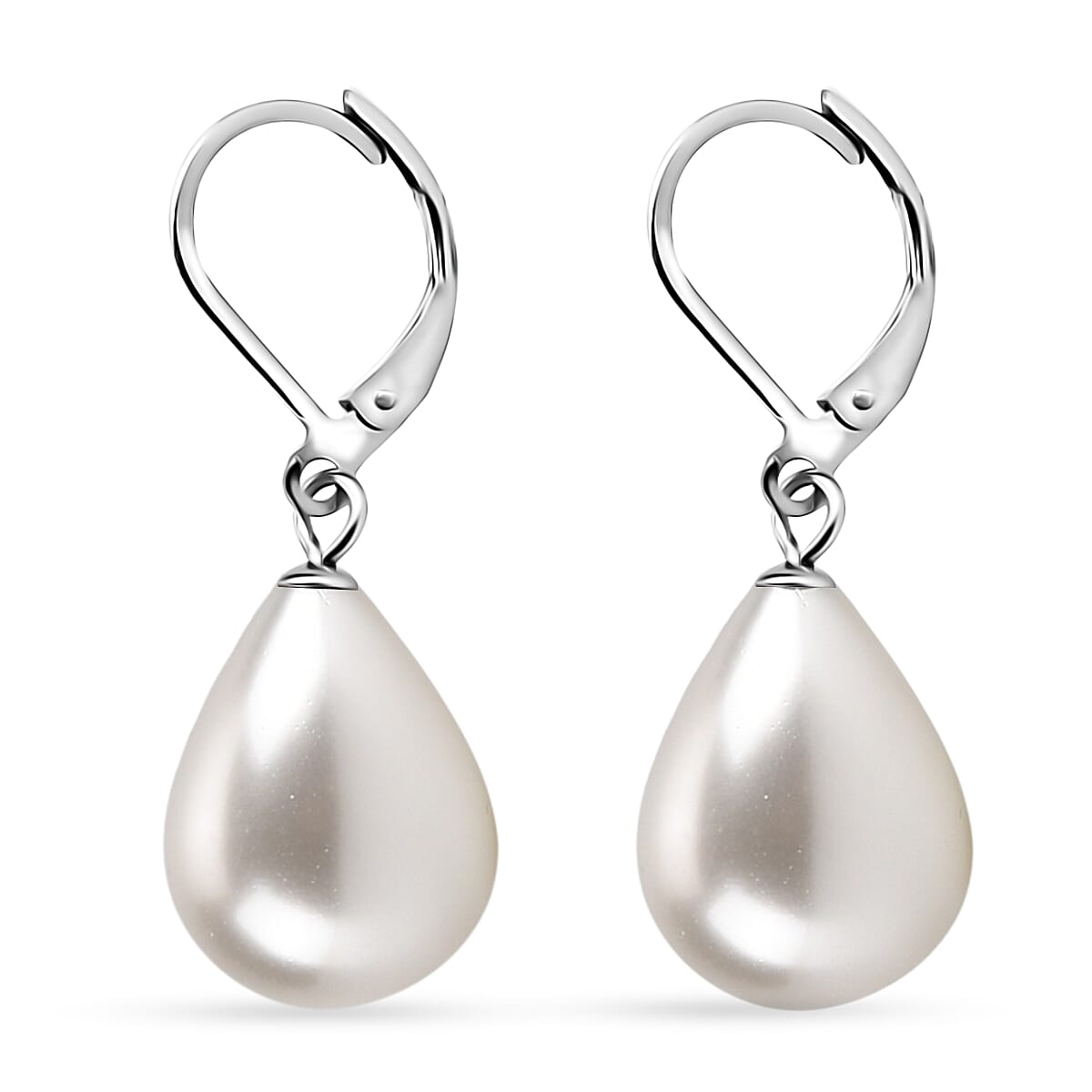 White Shell Pearl Beads Earring in Silver Tone 22.00 Ct.