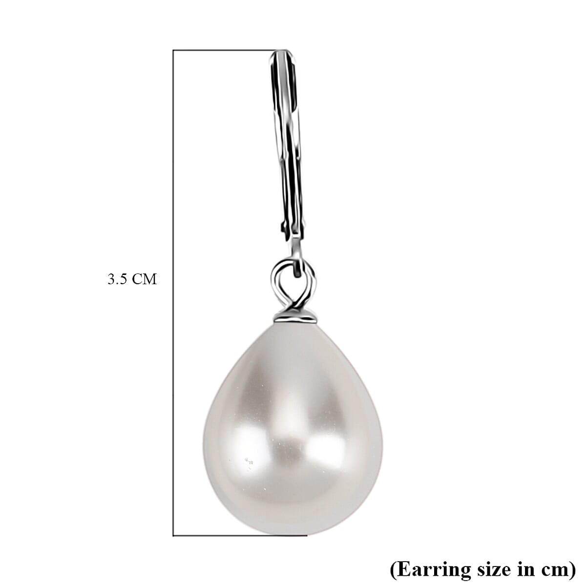 White Shell Pearl Beads Earring in Silver Tone 22.00 Ct.