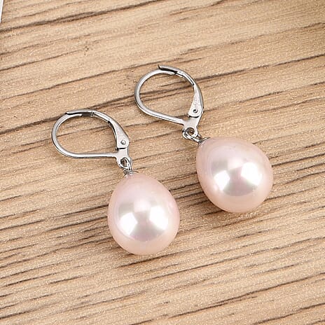 One Time Mega CloseOut- Pink Shell Pearl Drop Earring