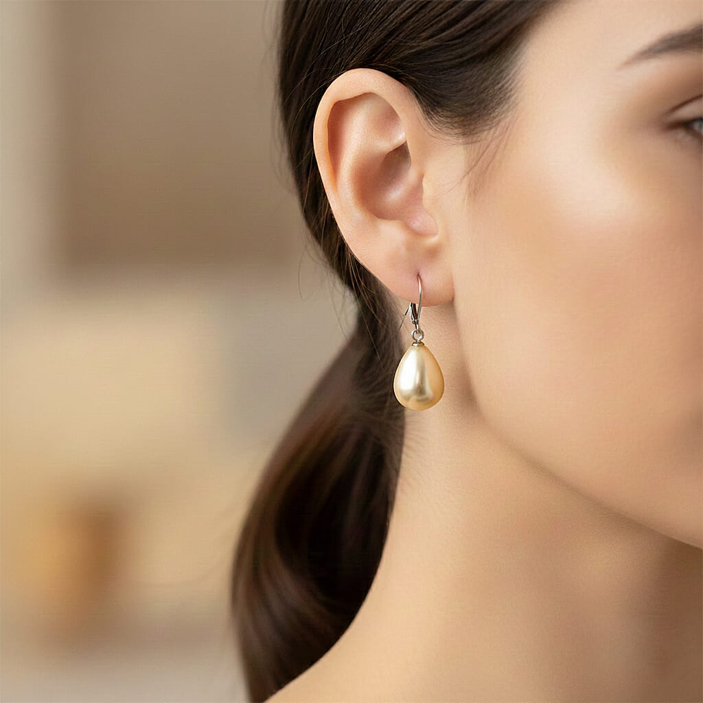 One Time Mega CloseOut- Golden Shell Pearl Drop Earring