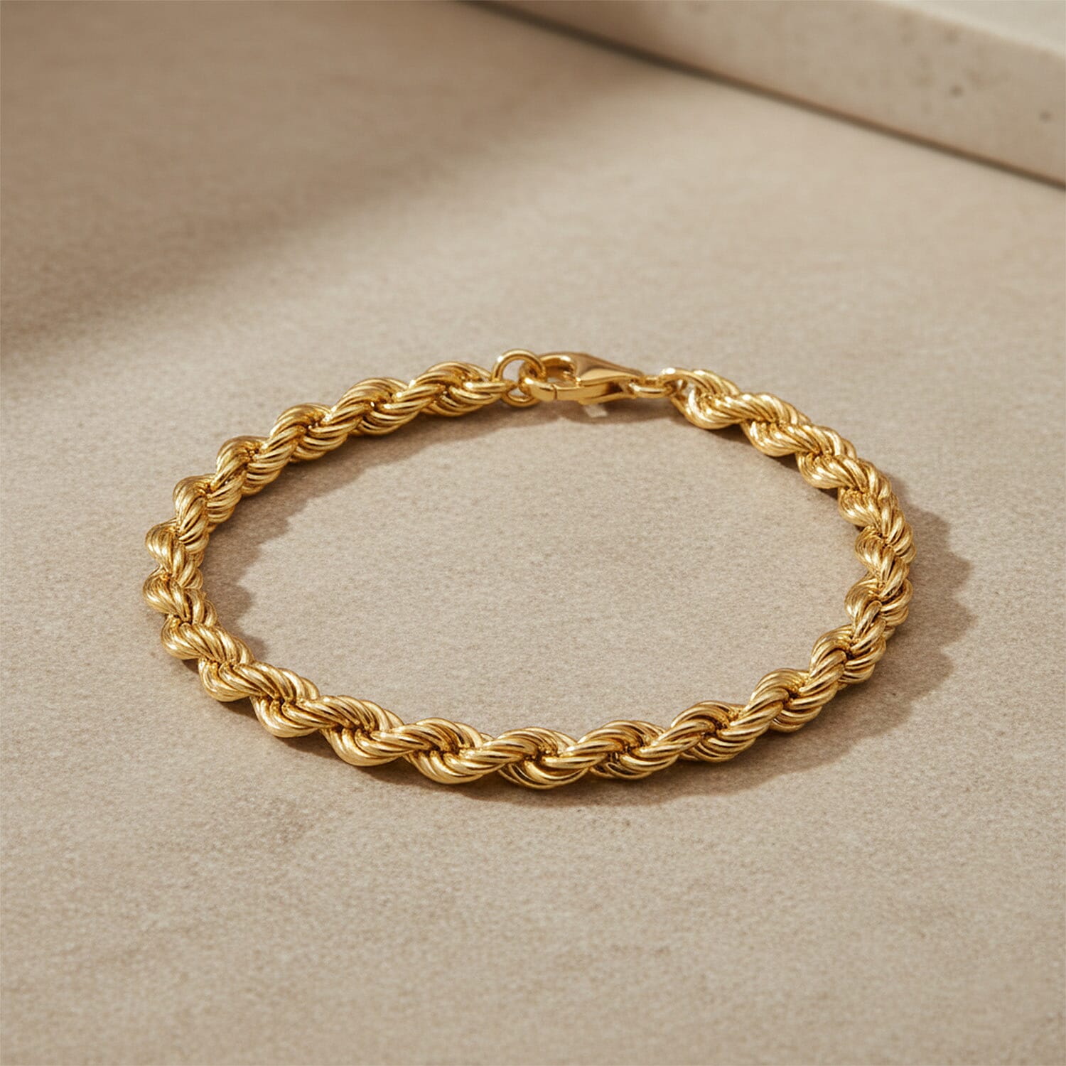 Italian Made - Rope Bracelet (Size - 8) in Yellow Gold Plated Sterling Silver