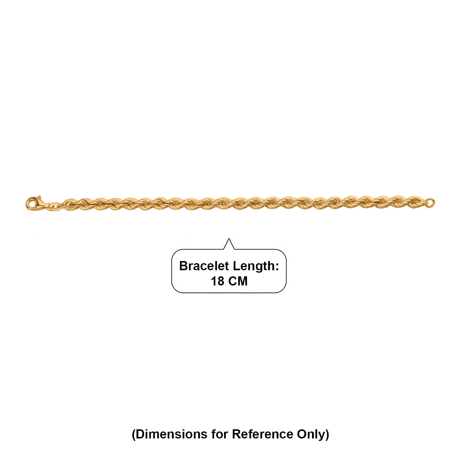 Italian Made - Rope Bracelet (Size - 8) in Yellow Gold Plated Sterling Silver