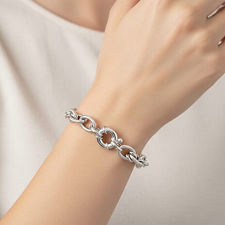Rhodium Overlay Sterling Silver Bracelet (Size - 8), Silver Wt. 25.44 Gms