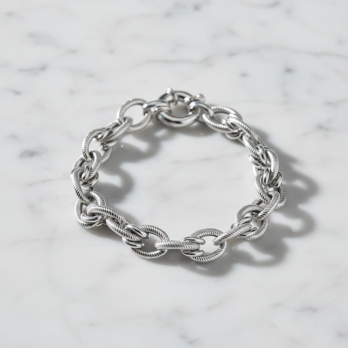 Rhodium Overlay Sterling Silver Bracelet (Size - 8), Silver Wt. 25.44 Gms