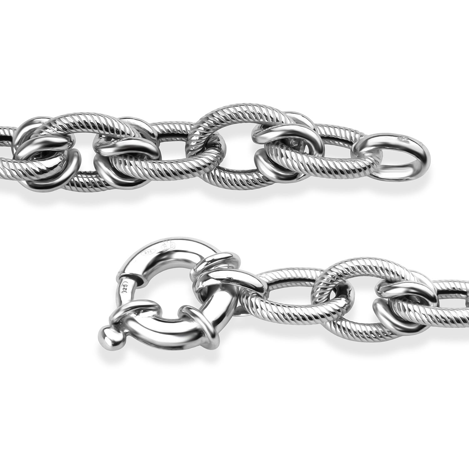 Rhodium Overlay Sterling Silver Bracelet (Size - 8), Silver Wt. 25.44 Gms