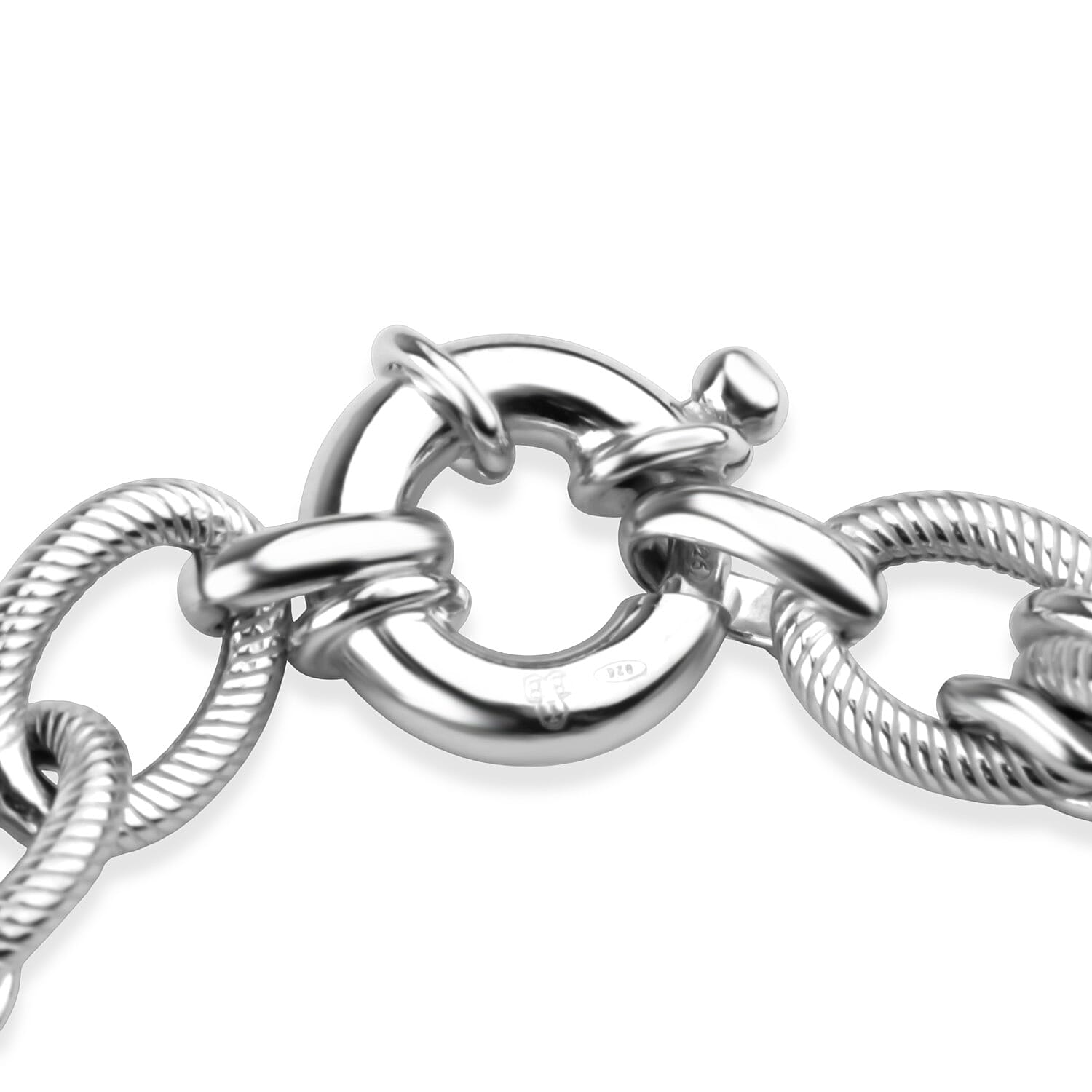 Rhodium Overlay Sterling Silver Bracelet (Size - 8), Silver Wt. 25.44 Gms