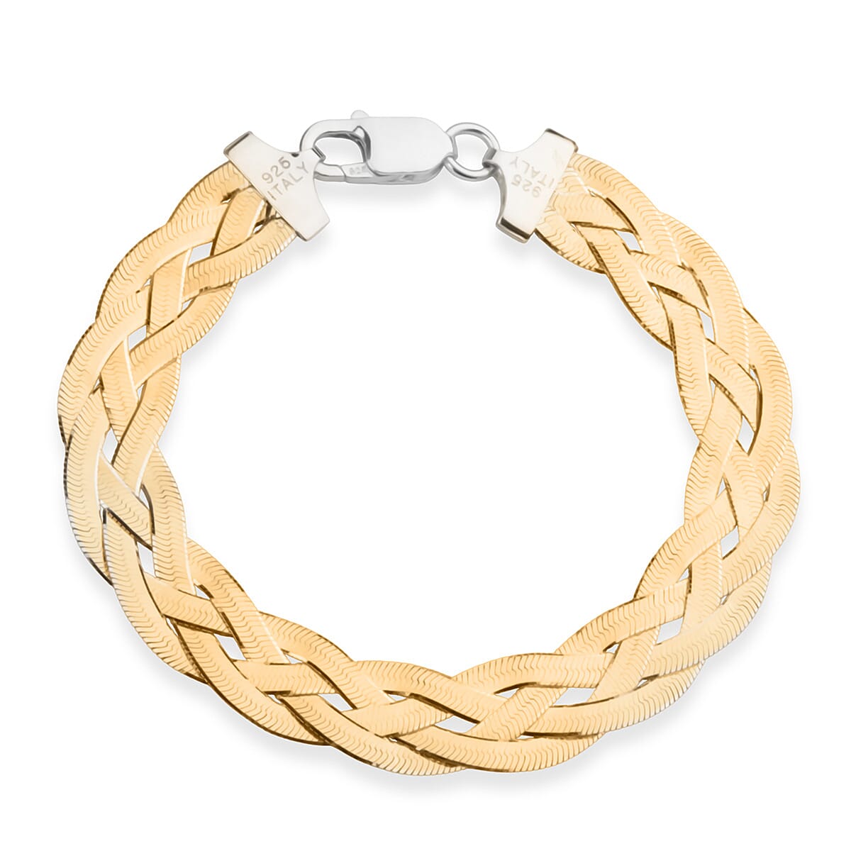 Sterling Silver Bracelet (Size - 7.5) in Two Tone Plated