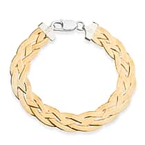Sterling Silver 10.4MM Braided Bracelet with Lobster Clasp in Two Tone Plating 7.5 Inch